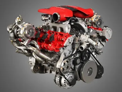 F8 Tributo Engine - V8 Twin Turbo Engine 3D model