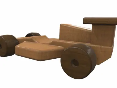 Wooden car toy racer 2 Free 3D model