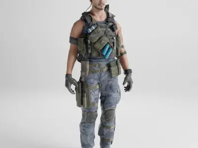 Servival Game Ready rigged character Low-poly 3D model