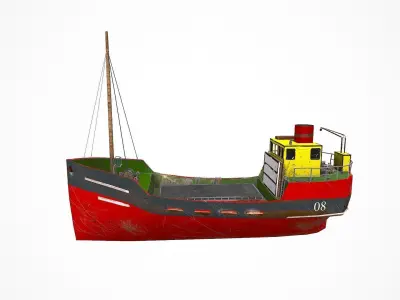 Old Cargo Ship Low-poly PBR Low-poly 3D model