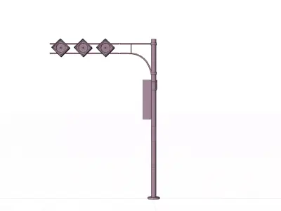 Modular Futuristic Traffic Signal Pole Low-poly 3D model