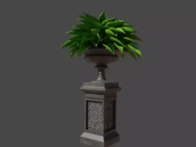 Garden flowerpot with a plant Free 3D model