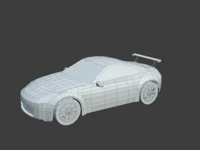 Nissan 350Z low poly game ready 3d model Low-poly 3D model Free low-poly 3D model