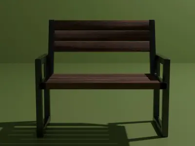 IRON WOOD STRIP BENCH 3D model