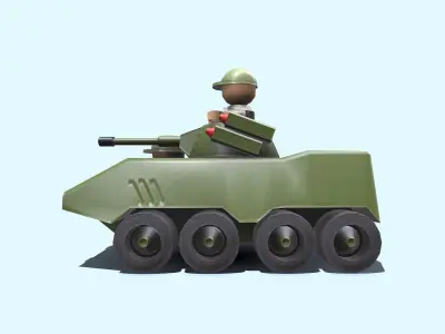 Toy Tank Low-poly PBR Free low-poly 3D model