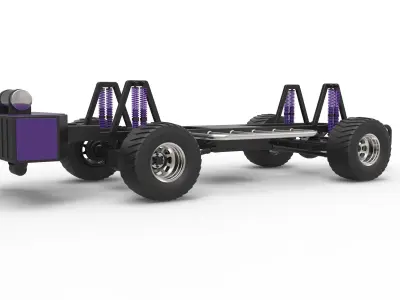 Pulling truck chassis 3D model