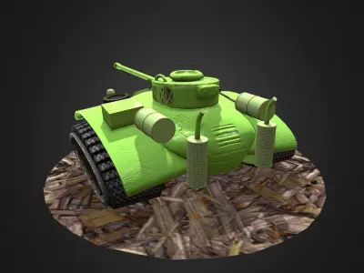 Cartoon Tank Low-poly 3D model
