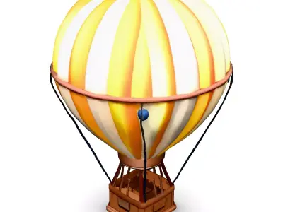 Stylized LowPoly Hot Air Balloon Low-poly 3D model