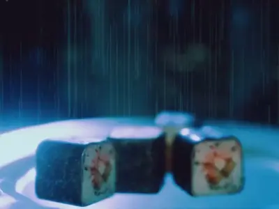 Game Ready Sushi 3d Model on plate in rain Low-poly 3D model