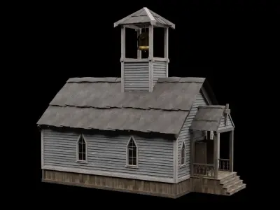 WILD WEST WESTERN CHURCH CHAPEL CATHEDRAL TEMPLE COLLECTION Low-poly 3D model