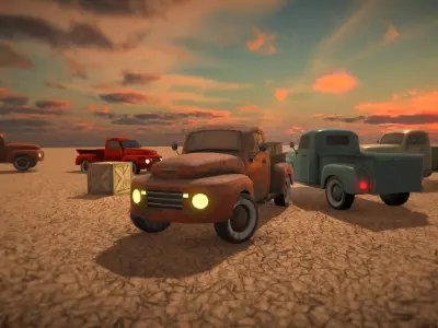 Game Ready Old Pickup Truck PBR Low-poly 3D model