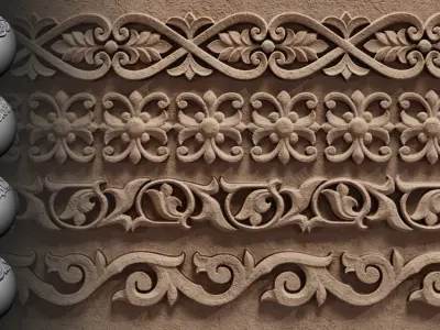 30 Ornament Trim Brush Ornament Library VOL 03 Low-poly 3D model