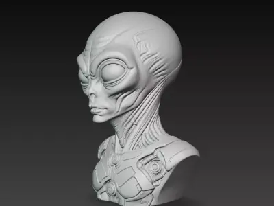 Biomechanical Alien Bust STL Futuristic Sci Fi Model 3D print model