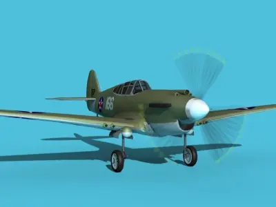 Curtiss P-40B Warhawk V13 USAAF 3D model