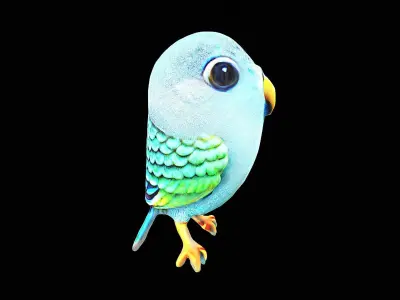 cute little parakeet bird 3D model