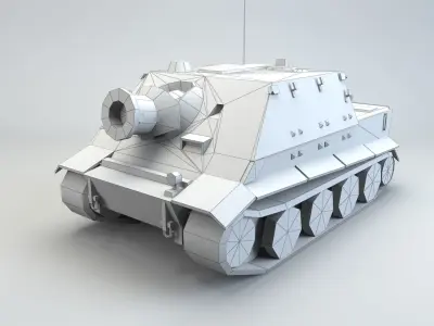 Low Poly Sturmtiger ww2 german heavy assault mortar Low-poly 3D model