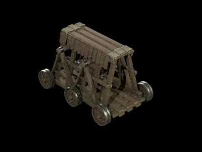 Medieval Siege Weapon - Light Battering ram Low-poly 3D model