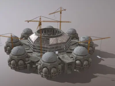 Cathedral Building Baghdad Rahman Mosque Low-poly 3D model