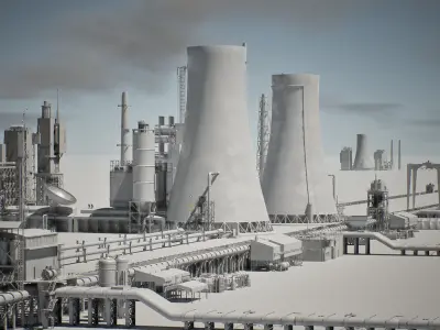 Industrial Complex Kitbash Huge Collection Low-poly 3D model