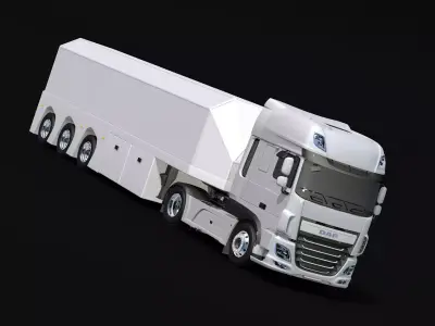 2018 DAF 106 XF EURO 6 4X2 Inloader Trailer Low-poly 3D model