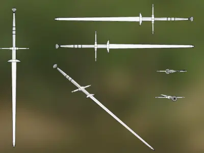 medieval lowpoly great sword - zweihander -PBR Low-poly 3D model