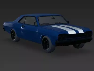 Classic Retro Muscle Car Blue Vehicle 3d model Low-poly 3D model