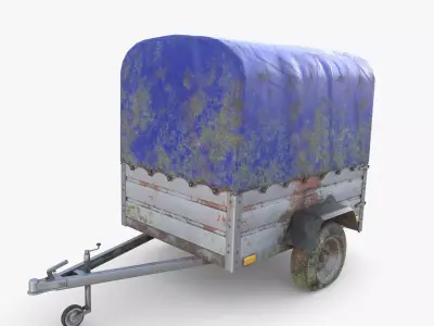 Cargo Trailer v1 weathered Low-poly 3D model