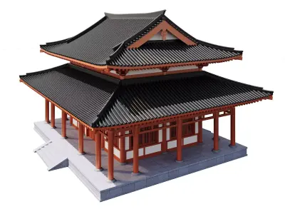 East Asian Temple Pavilion 3D model