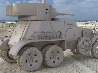 BA 6 Armored Car Clay Vray 3D model