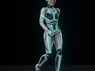 Sci-Fi Female Robot Character  Low Poly Rigged Game Read Low-poly 3D model
