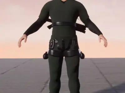 3D Army Character Low-poly 3D model