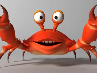 Cartoon Crab RIGGED and ANIMATED Low-poly 3D model