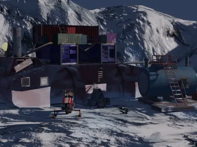 Antarctica ship in snow 3D model