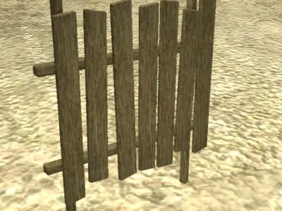 Wooden Fence Low-poly 3D model