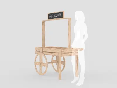 Wooden Vendor Cart 3D model
