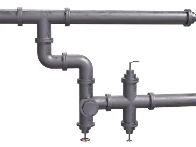 Industrial Pipes Set Low-poly 3D model