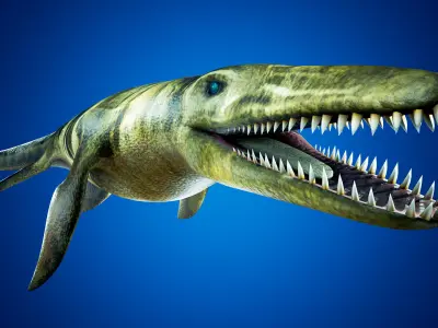 Realistic Pliosaur Mosasaurus with UE4 Support Low-poly 3D model