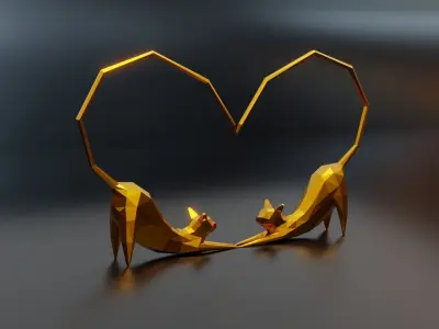 Cat Stretching Low poly Free low-poly 3D model