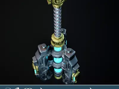 Thunderstrike Hammer Low-poly 3D model