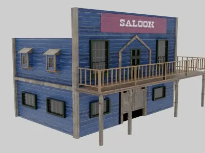 Wild West - Saloon Low-poly 3D model
