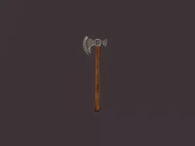 Battle axe from the Middle Ages Low-poly 3D model
