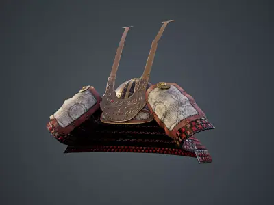 Samurai helmet - Hoshi kabuto Low-poly 3D model