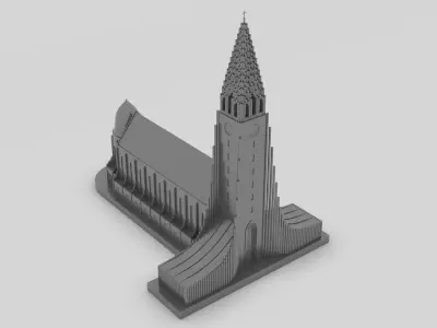 Hallgrimskirkja Iceland Reykjavik - Church of Hallgrimur Print 3D model