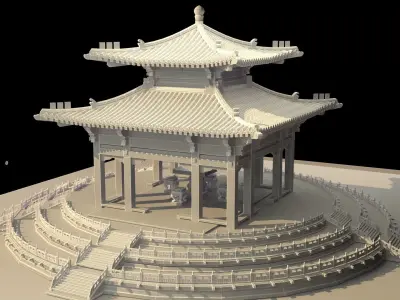 Chinese pavilion   Low-poly 3D model