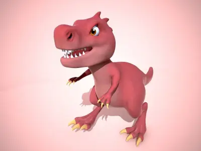 Cartoon red dino Low-poly 3D model