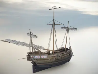 PBR Medieval Ship Collection Low-poly 3D model