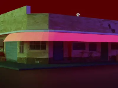 building with neon sign Free low-poly 3D model