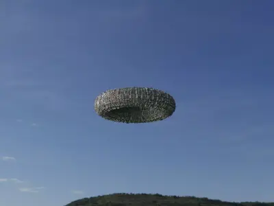 Ufo 3D model ring flying in sky 3D model