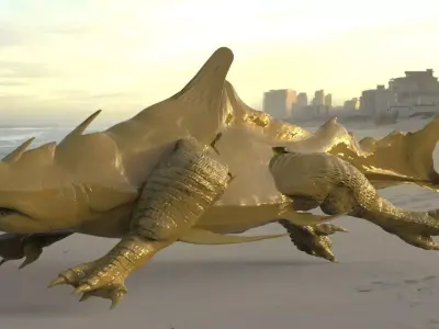 Megalodon Dragon Hybrid  longer with UVs 3D 3D model