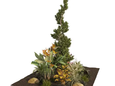 Garden Plant set Low-poly 3D model